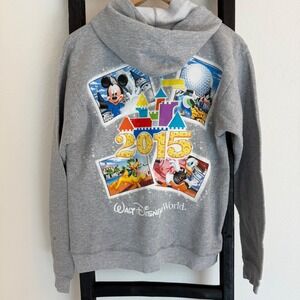 Walt Disney World 2015 Mickey Mouse Donald Duck Zip Up Hoodie‎ Gray Size S